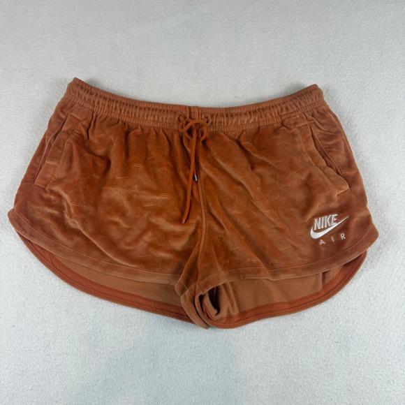 Nike Pants - Nike Air Womens Velour Shorts Burnt Orange Embossed Logo Pockets Large